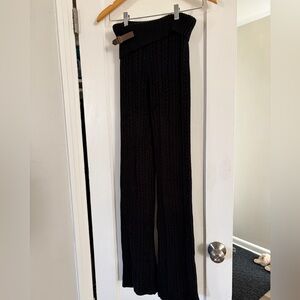 Frankie's Bikinis Black Wide Leg Knit Pants